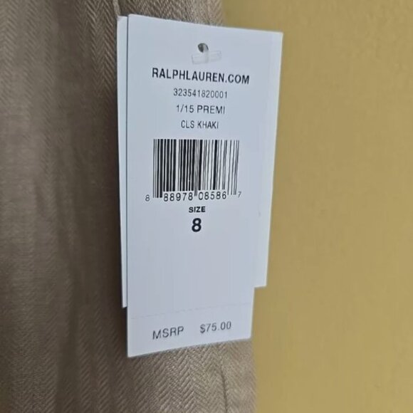 NEW - RALPH LAUREN BOY DRESS PANTS - SIZE 8 - HERRINGONE KHAKI - Picture 3 of 7